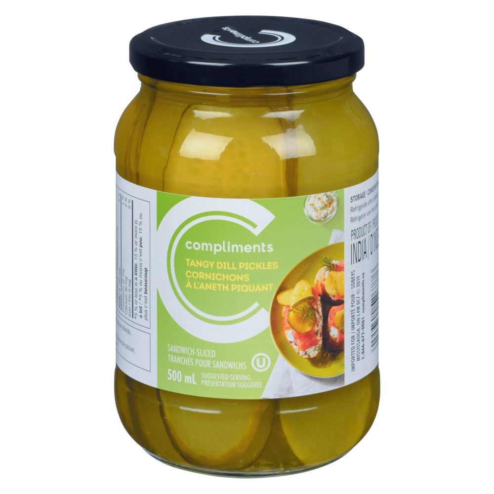 Compliments Tangy Dill Sandwich Slices, 500ml