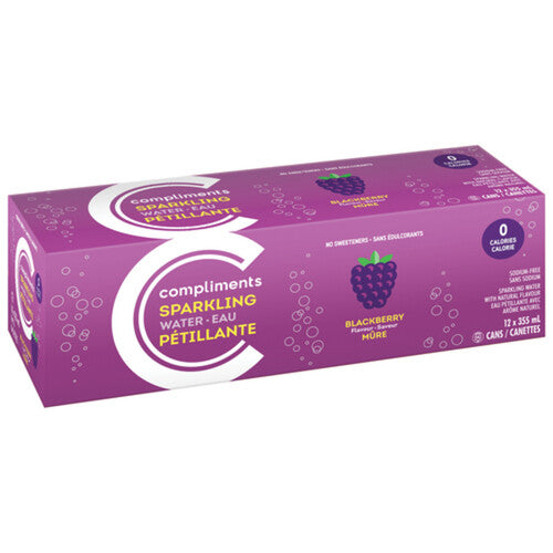 Compliments Sparkling Water Blackberry 12x355ml