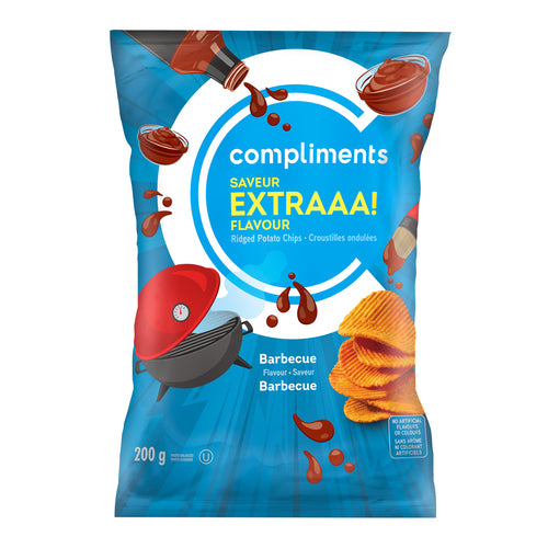 Compliments Extraaa Barbeque Flavour Ridged Potato Chips 200g