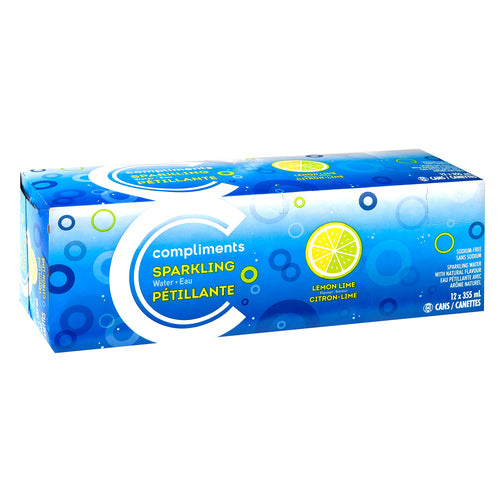 Compliments Sparkling Water Lemon Lime 12x355ml